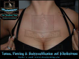 Dekolette Brust Busen weiblich Dermal Anchor Microdermal Glitzer Piercing Bodymod by Bodyship Halle - Sachsen Anhalt - www